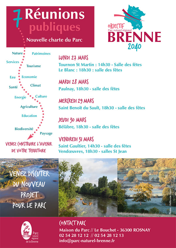 2023 03 reunions publiques Charte PNR Brenne affiche